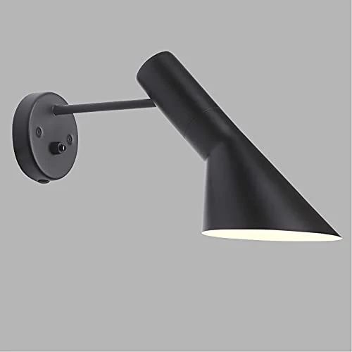 1 Light Applique murale moderne en métal noir et blanc avec abat-jour réglable pour chambre à coucher, café, bar, allée, lampe murale E27 (Blanc)