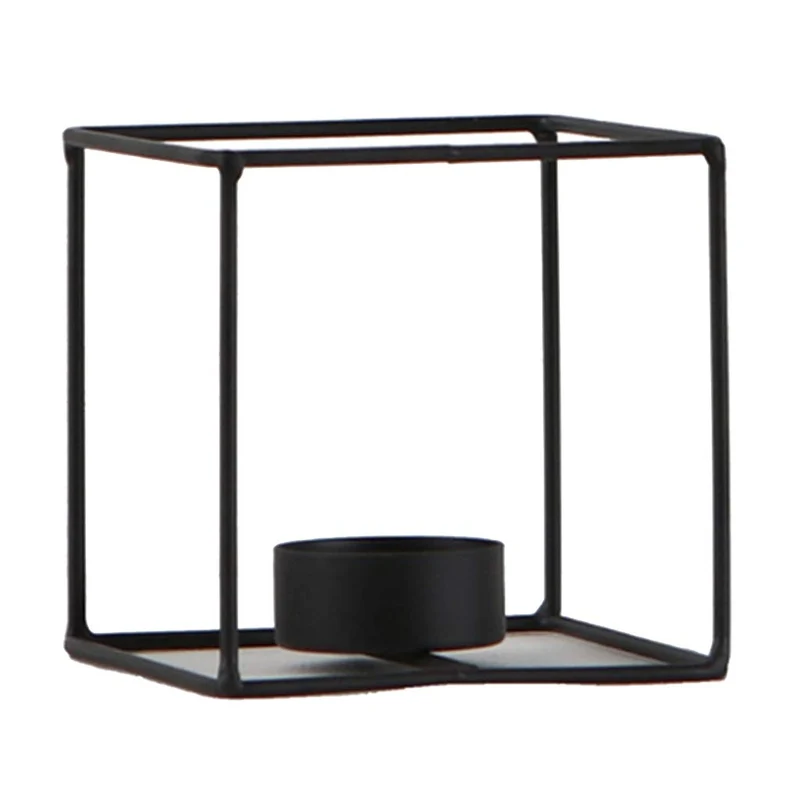 F Fityle Chandelier Géométrique en Métal Style Nordique 3D Porte-Bougie de Mariage Décoration de Maison - Noir - Taille 3_20x12x12cm