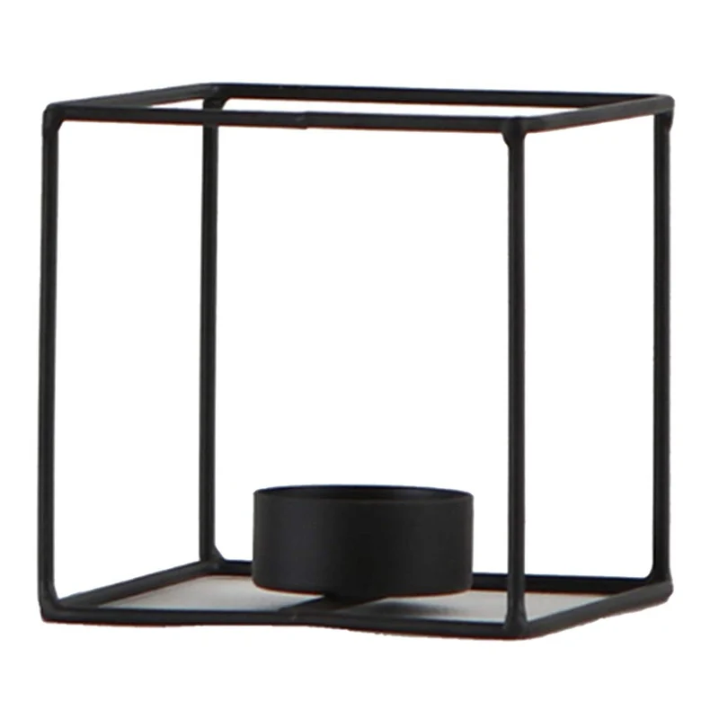 F Fityle Chandelier Géométrique en Métal Style Nordique 3D Porte-Bougie de Mariage Décoration de Maison - Noir - Taille 3_20x12x12cm
