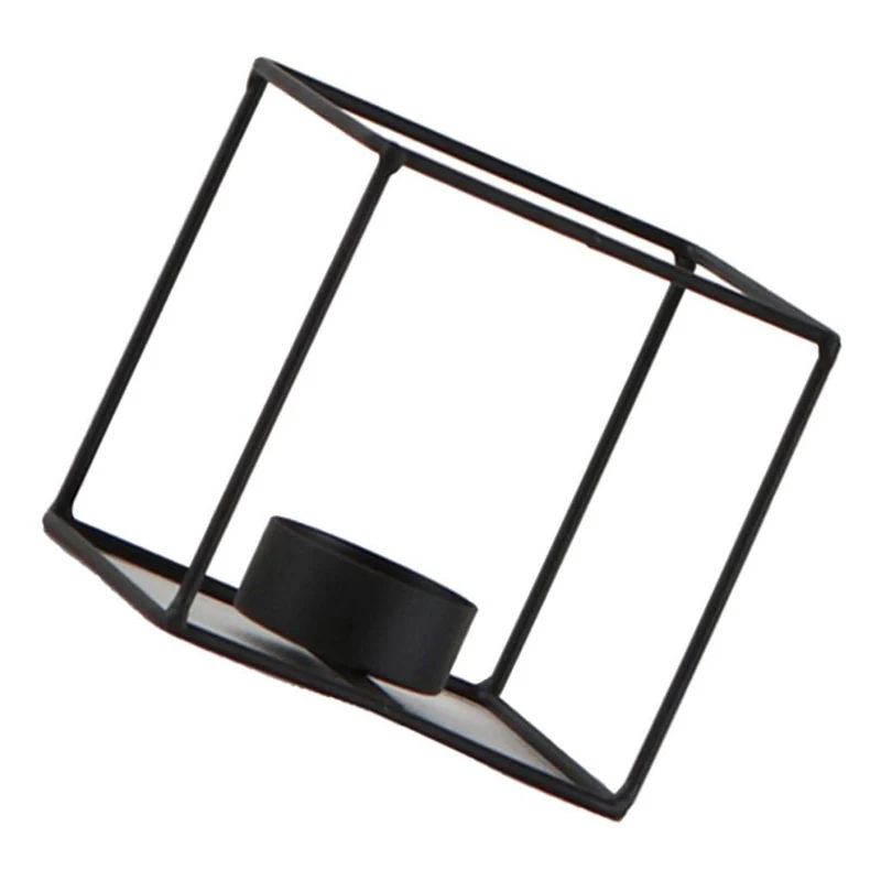 F Fityle Chandelier Géométrique en Métal Style Nordique 3D Porte-Bougie de Mariage Décoration de Maison - Noir - Taille 3_20x12x12cm