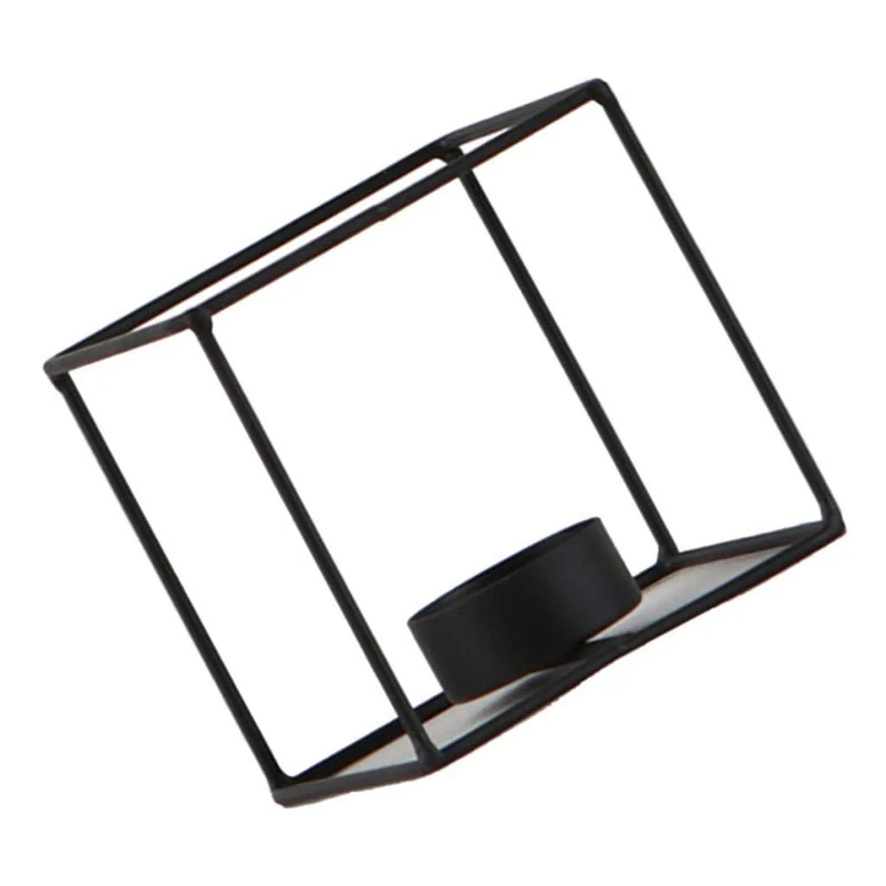 F Fityle Chandelier Géométrique en Métal Style Nordique 3D Porte-Bougie de Mariage Décoration de Maison - Noir - Taille 3_20x12x12cm
