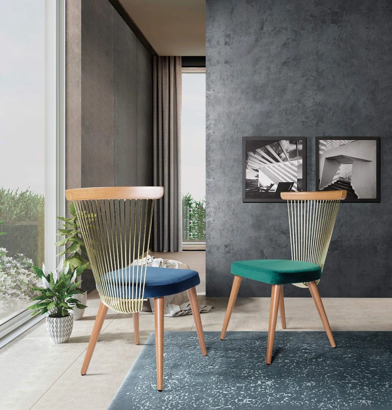 K&CO - Lot de 2 chaises Sixties Bleu Électrique