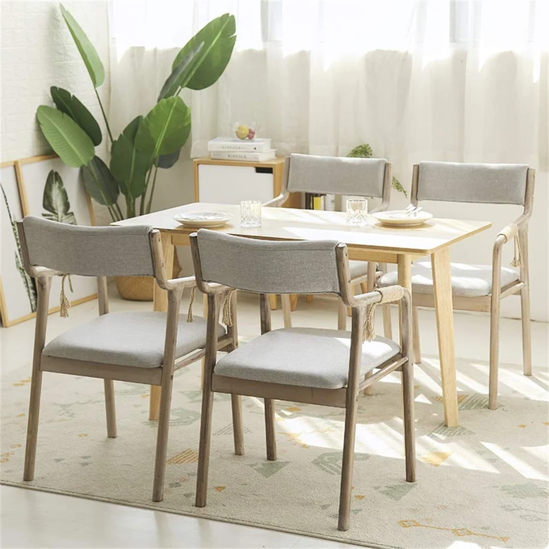 Chaise de Salle à Manger Fauteuil en Bois avec accoudoir et Dossier Rembourré Siège Legere Portable Patchwork pour Enfants Adultes pour Bureau Cuisine Salon Vintage Moderne