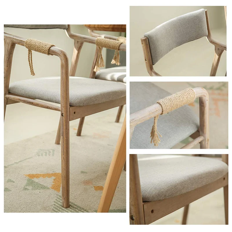 Chaise de Salle à Manger Fauteuil en Bois avec accoudoir et Dossier Rembourré Siège Legere Portable Patchwork pour Enfants Adultes pour Bureau Cuisine Salon Vintage Moderne