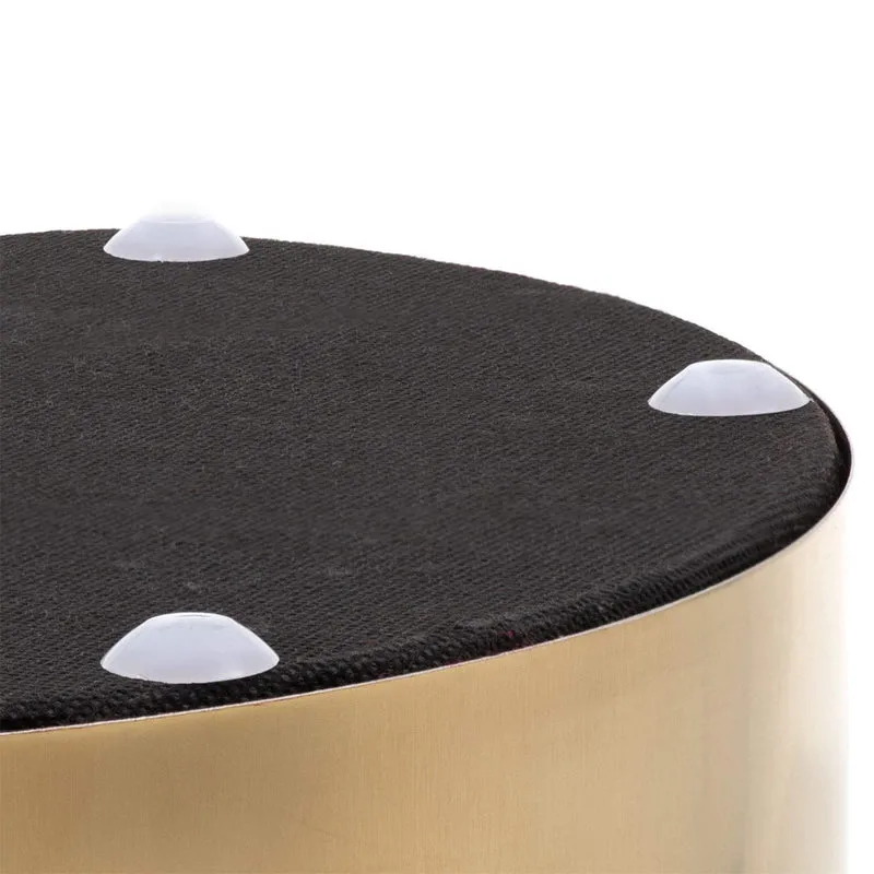 IDIMEX Pouf Ottoman Omero Bout de canapé Repose Pieds Tabouret Rond avec Base en métal doré, siège avec Assise rembourrée en Velours cuivre Rose
