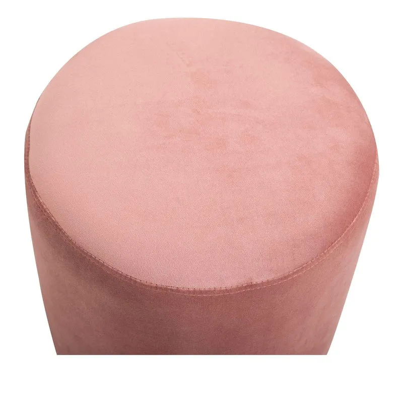 IDIMEX Pouf Ottoman Omero Bout de canapé Repose Pieds Tabouret Rond avec Base en métal doré, siège avec Assise rembourrée en Velours cuivre Rose
