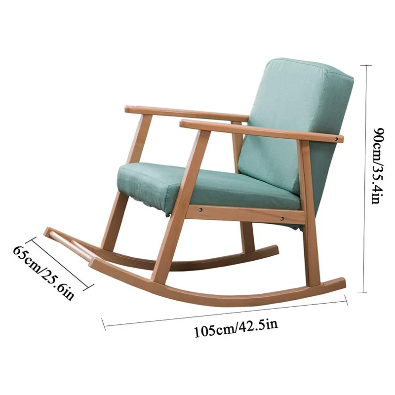 Rocking Chair Relax Chair Fauteuil Lounge Chair Fauteuil Relaxant en Lin/Cuir avec SièGe Rembourré Confortable, Taille: 54x85x110cm