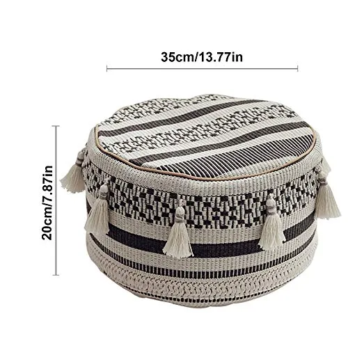 KELUNIS Housse de Pouf carrée Non rembourrée, Repose-Pieds Ottoman tissé en Lin de Coton tricoté Doux pour Salon Chambre à Coucher, Marron,B