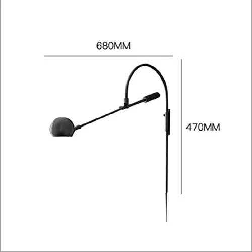 FREEHM Applique Murale Intérieur Rétro, Tourner Réglable Bras De Balançoire Lumière Applique Bras Long Réglable Abat-Jour en Métal, Salon Chambre Luminaire Lampe De Lecture,G9,Noir