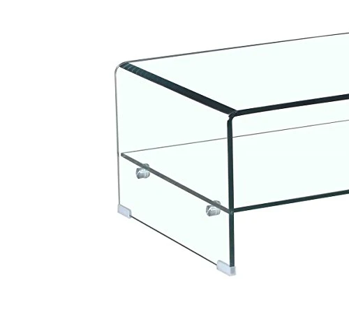 Meubletmoi Table Basse en Verre trempé - avec étagère vitrée rectangulaire - Design Salon Moderne - Ice