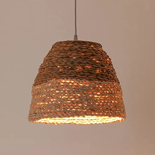 LUSSIOL Lumianire SALTA, Suspension Jacinthe d'eau Naturel, Diam. 34 cm, E27 60W, idéal pour chambre, salon, entrée, appartement