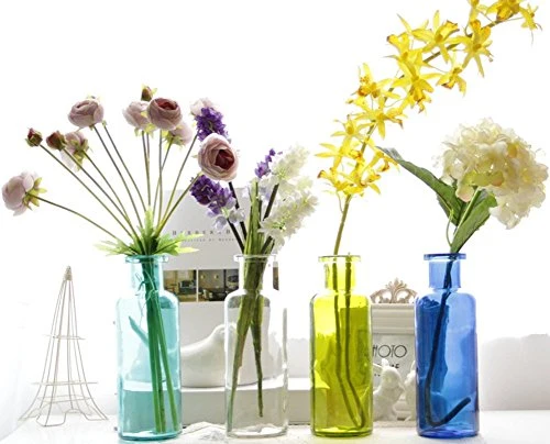 Outflower Vase cylindrique en Verre Transparent Décoratif et Moderne pour Fleurs 22 x 7,5 cm 22 * 7.5cm Bleu Marine