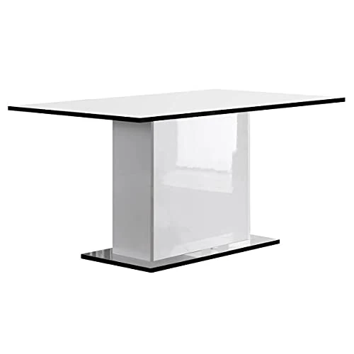 AltoBuy Columbus/Alyssa - Table Rectangulaire Laquée Brillant Blanc