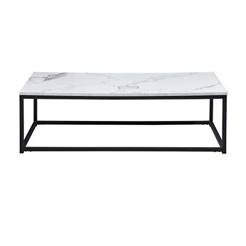 MEUBLES COSY Salon Table Basse Design Moderne Style Industriel, Structure en Métal, Marbre, 110x60x34cm