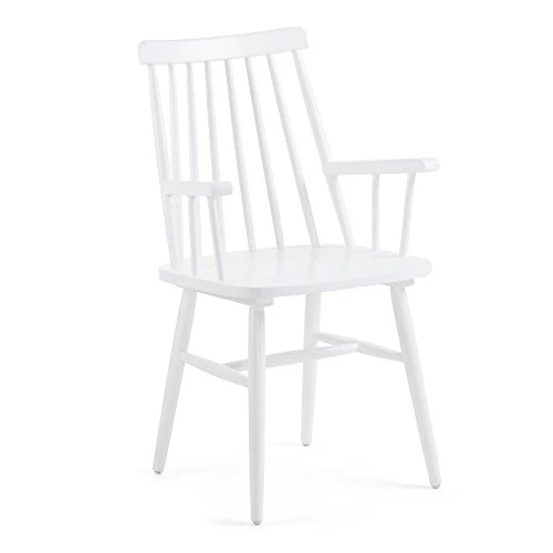 Kave Home - Chaise de Salle à Manger Tressia en Bois Massif de Caoutchouc Naturel et Finition Blanche