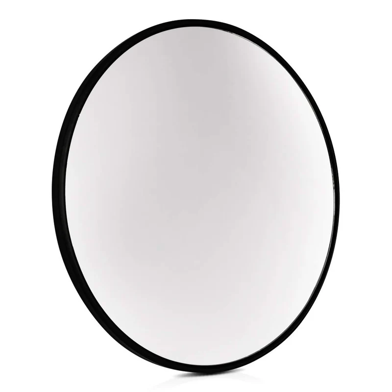 Elegance by Casa Chic - Grand Miroir Mural en métal - 58,5 cm Rond - Métal galvanisé - Noir