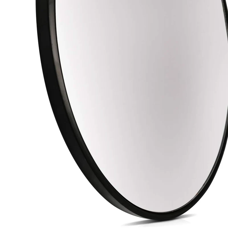 Elegance by Casa Chic - Grand Miroir Mural en métal - 58,5 cm Rond - Métal galvanisé - Noir