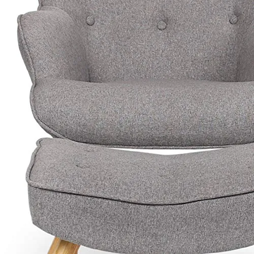 Fauteuil scandinave + pouf Lylou Tissu Gris clair