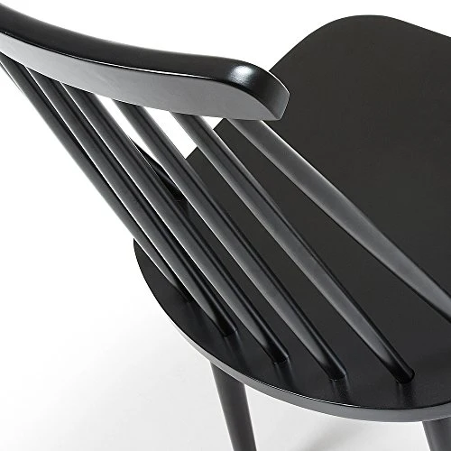 Kave Home - Chaise de Salle à Manger Tressia Noir en Bois Massif de Caoutchouc