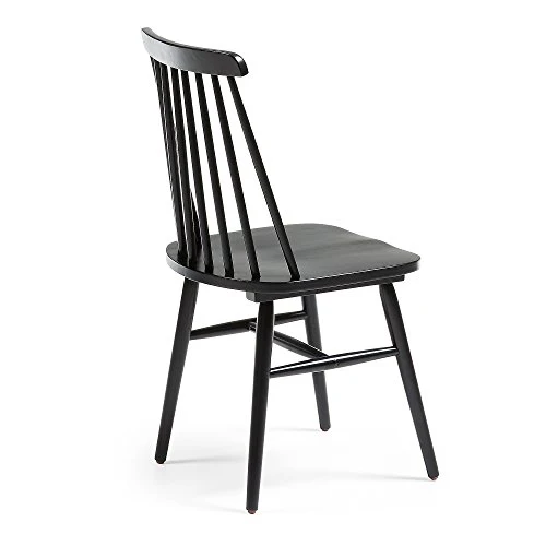 Kave Home - Chaise de Salle à Manger Tressia Noir en Bois Massif de Caoutchouc