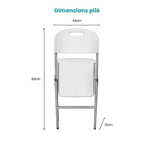 SKYLANTERN Lot 4 Chaise Pliable Blanches 44x46x50 cm - 4X Chaise Pliante Noire Robuste - Lot de 4 Chaise Pliante Confortable Pratique pour Jardin, Mariage, Camping