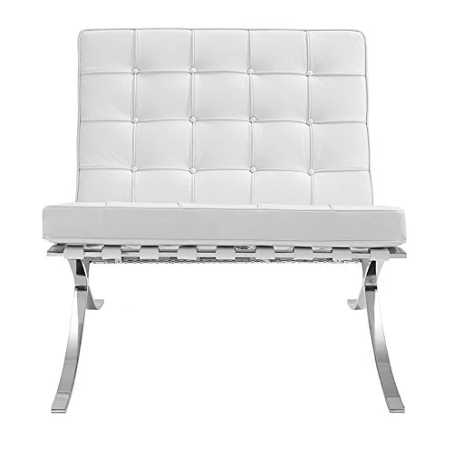 Chaise Barcelona - Cuir de qualité supérieure inspiré par Mies van de Rohe (Blanc)