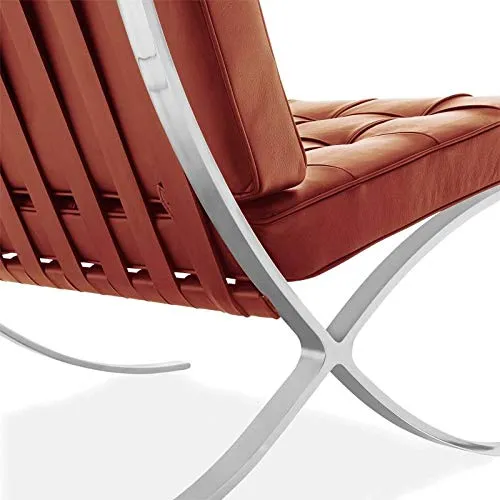 Chaise Barcelona - Cuir de qualité supérieure inspiré par Mies van de Rohe (Cognac)