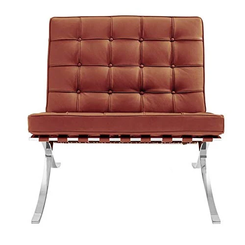 Chaise Barcelona - Cuir de qualité supérieure inspiré par Mies van de Rohe (Cognac)