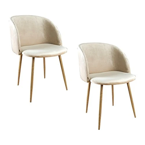 Zons YPOS lot 2 chaises en Velours 55.5x60xH83cm Beige