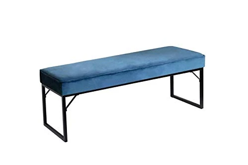 LIFA LIVING Banquette d'intérieur, Tabouret en Velours Bleu pour Chambre à Coucher, Salon et entrée, pour 2 Personnes, Style Vintage