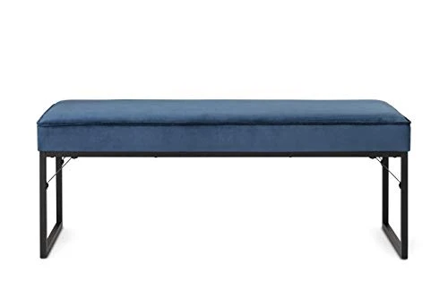 LIFA LIVING Banquette d'intérieur, Tabouret en Velours Bleu pour Chambre à Coucher, Salon et entrée, pour 2 Personnes, Style Vintage