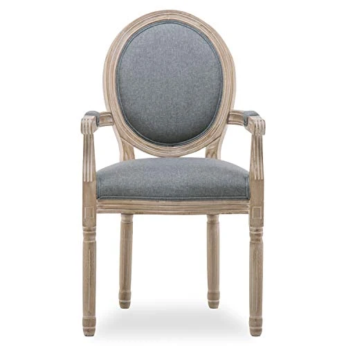 INTENSE DECO Fauteuil médaillon Louis XVI Tissu Gris