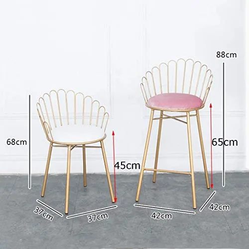 M. Wang Tabourets Tabourets De Bar Chaise Repose-Pieds Dossier Chaises De Cuisine | Pub | Tabourets Café Tabouret De Bar Siège Ergonomique. Charge 200 Kg en Métal Doré Hauteur De L'assise: 65cm