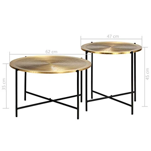 vidaXL 2X Tables MDF Recouvert de Laiton Table d'Appoint Table Basse Salon