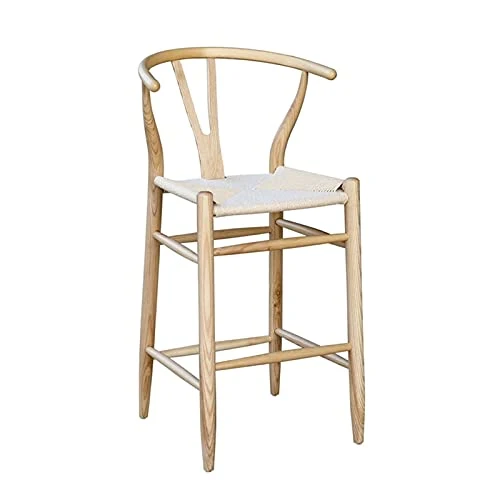 Tabourets de bar pivotants avec dos, Chaise High Bar wo-od Bar Wishbone Salle à manger Salle à manger Naturel Rattan Chaise de salle à manger by CHENGSYSTE ( Color : Brown , Size : 57*61*107*77cm )
