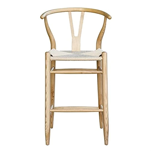 Tabourets de bar pivotants avec dos, Chaise High Bar wo-od Bar Wishbone Salle à manger Salle à manger Naturel Rattan Chaise de salle à manger by CHENGSYSTE ( Color : Brown , Size : 57*61*107*77cm )