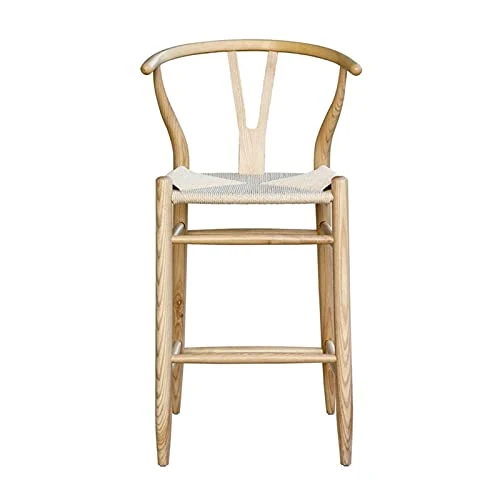 Tabourets de bar pivotants avec dos, Chaise High Bar wo-od Bar Wishbone Salle à manger Salle à manger Naturel Rattan Chaise de salle à manger by CHENGSYSTE ( Color : Brown , Size : 57*61*107*77cm )