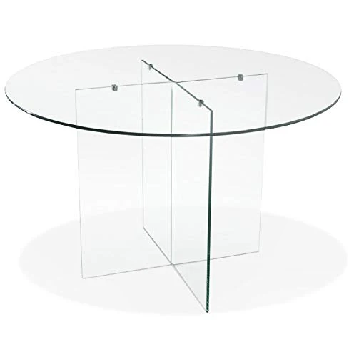 Alterego Table de Salle à Manger Ronde en Verre 'Bobby Table Round' Design - Ø 120 cm