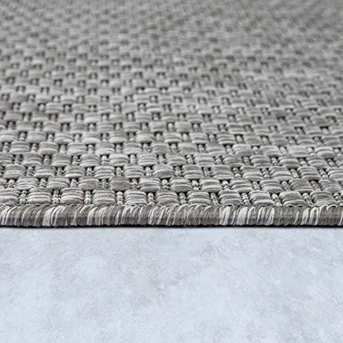 Tapis Intérieur Et Extérieur Balcon Terrasse Tapis Cuisine Monochrome Moucheté, Dimension:200 cm carré, Couleur:Gris