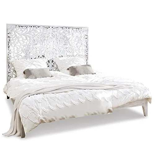Loberon Lit Drôme - manguier - H/L/P env. 150/210 / 185 cm - Blanc Vieilli