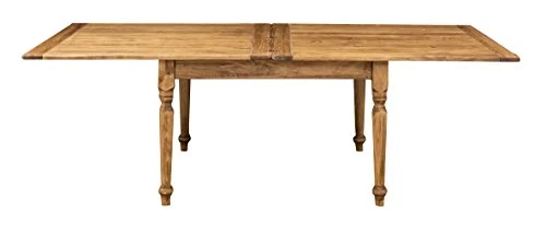 Biscottini Table Extensible à Livre en Bois Massif de Tilleul - Style Country - Structure et Plan Naturel L 120 x P 120 x H 80 cm