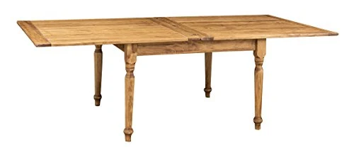 Biscottini Table Extensible à Livre en Bois Massif de Tilleul - Style Country - Structure et Plan Naturel L 120 x P 120 x H 80 cm
