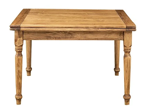 Biscottini Table Extensible à Livre en Bois Massif de Tilleul - Style Country - Structure et Plan Naturel L 120 x P 120 x H 80 cm