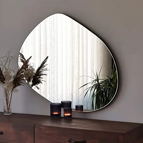 Gozos Denia Miroir Murale | Asymétrique Miroir | Objet Décoratif pour Les Murs | Idéal comme Objet de Décoration en Salon, Salle de Bain, Miroir Maquillage | 75 x 55 x cm