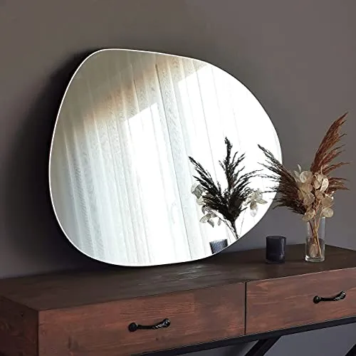 Gozos Denia Miroir Murale | Asymétrique Miroir | Objet Décoratif pour Les Murs | Idéal comme Objet de Décoration en Salon, Salle de Bain, Miroir Maquillage | 75 x 55 x cm