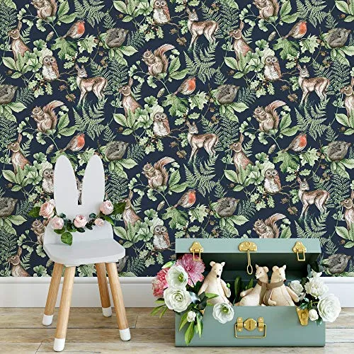Superfresco Easy 108568 Woodland Animals Navy Papier peint