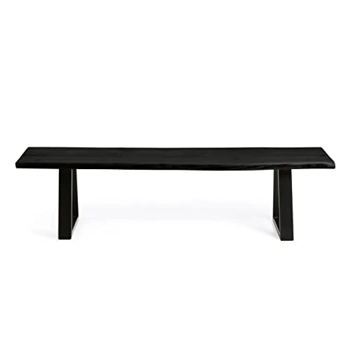 Kave Home - Banc Alaia en Bois d'acacia Massif Noir et Pieds en Acier Noir 160 cm