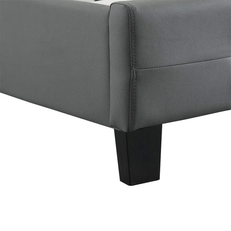 IDIMEX Lit Double pour Adulte Josy Couchage 140 x 190 cm avec sommier 2 Places / 2 Personnes, tête et Pied de lit capitonnés avec Strass, revêtement synthétique Gris