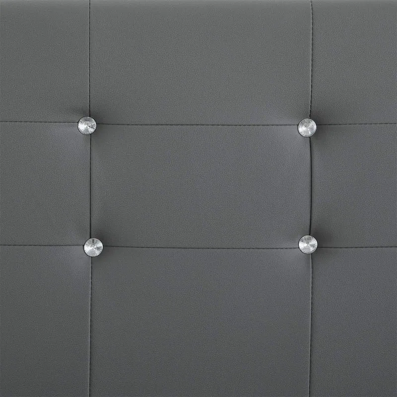 IDIMEX Lit Double pour Adulte Josy Couchage 140 x 190 cm avec sommier 2 Places / 2 Personnes, tête et Pied de lit capitonnés avec Strass, revêtement synthétique Gris