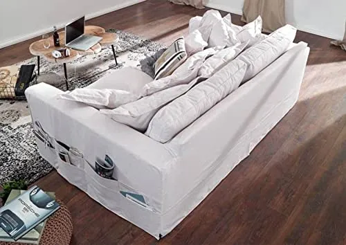 MASSIVMOEBEL24.DE Canapé Profondeur XXL 240x144x95cm (Blanc) - Hampton